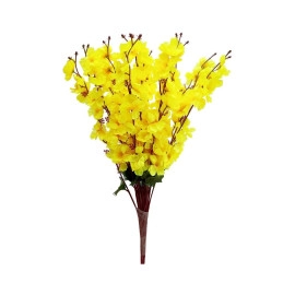 Real Looking Beautiful Orchid Artificial Flower Bunch for Home Office Restaurant Decoration Yellow (Pack of 1 Bunch/7 Sticks) 