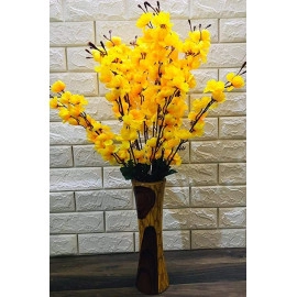 Real Looking Beautiful Orchid Artificial Flower Bunch for Home Office Restaurant Decoration Yellow (Pack of 1 Bunch/7 Sticks) 