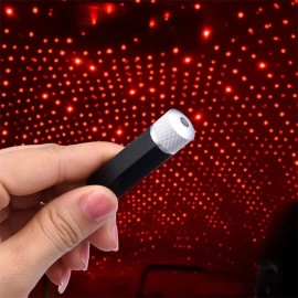 USB Roof Star Projector Lights with 3 Modes, USB Portable Adjustable Flexible Interior Car Night Lamp Decor fit Car, Ceiling, Home Bedroom (Red)