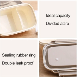 1000ml Lunch Box with Stainless Steel Containers | Leakproof Snap Cover for Secure Airtight Seal | Sturdy, Heat-Resistant Lunch Box with Tableware (Multicolor, 1 Piece)