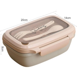 1000ml Lunch Box with Stainless Steel Containers | Leakproof Snap Cover for Secure Airtight Seal | Sturdy, Heat-Resistant Lunch Box with Tableware (Multicolor, 1 Piece)