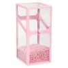 Glass Makeup Brushes Organizer | Cosmetic Storage Case with Lid | Pearls Decorated Brushes Holder Box for Bedroom (Pink, 1 Piece)