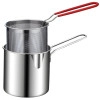 Small Deep Frying Pot with Strainer Basket | 1200ml Stainless Steel Pan with Handle | Ideal for Frying French Fries/Chicken Wings/Shrimp/Fish/Boiling Butter/Sauce/Gravies/Pasta(1Piece)