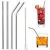 Reusable BPA-Free Metal, Thick, Long, Dishwasher Safe Stainless Steel Drinking Straws, 8.5 Inches (2 Bent + 2 Straight +1 Brush)