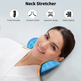 Neck and Shoulder Relaxer for Tmj Pain Relief and Cervical Traction Device for Spine Alignment | Neck Stretcher Chiropractic Pillow for Neck Pain Relief (Blue)