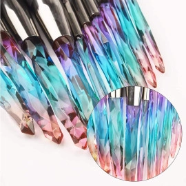 Makeup Brushes Crystal Handle,10pcs Colorful Professional Diamond Cosmetic Brush Set for Kabuki Concealer Face Powder Eye Shadow Highlight Blue Unicorn Brush Kit for Make-up