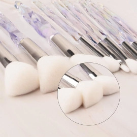 Makeup Brushes Crystal Handle,10pcs Colorful Professional Diamond Cosmetic Brush Set for Kabuki Concealer Face Powder Eye Shadow Highlight Blue Unicorn Brush Kit for Make-up