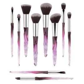 Makeup Brushes Crystal Handle,10pcs Colorful Professional Diamond Cosmetic Brush Set for Kabuki Concealer Face Powder Eye Shadow Highlight Blue Unicorn Brush Kit for Make-up