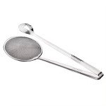 Stainless Steel Oil Frying Filter Spoon | Cooking Tong Strainer with Clip | Mesh Oil Frying Filter for BBQ & Fried Food | Strainer with Grip for Kitchen Use (1 Piece)