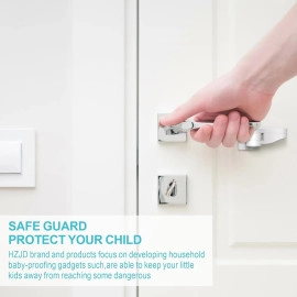 Safety Door Locks Lever for Children | Lock-Proof Child Door Handle | 180° Two-Way Unlock with 3M Adhesive | Secure Locks & Latches (White)