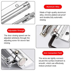 SpringDoor Closer, Gate Doors Stainless Steel Spring Door Closer, with Allen Key and Screws, for Automatic Door Closing (Steel)