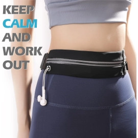 Slim Running Belt with 2 Expandable Side Pockets, Reflective Grey Fanny Pack for Men & Women - Securely Stores Phones, Wallets, Headphones 1 Pcs