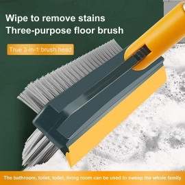 Bathroom Cleaning Brush with Wiper Tiles Cleaning Brush Floor Scrub Bathroom Brush with Long Handle 120° Rotate Bathroom Floor Cleaning Brush Home Kitchen Cleaning Mop (3 in 1 Brush)