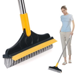 Bathroom Cleaning Brush with Wiper Tiles Cleaning Brush Floor Scrub Bathroom Brush with Long Handle 120° Rotate Bathroom Floor Cleaning Brush Home Kitchen Cleaning Mop (3 in 1 Brush)