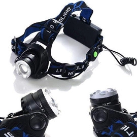 High Power Long Range LED Zoom Head Lamp Head Light Atomic Beam Rechargeable Head Torch Water Resistant for Camping/Cycling/Caving and More