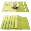 Placemats,Vinyl Table Mats Set of 6,Heat Resistant Place Mats for Dining Table Washable Anti-Skid,Green