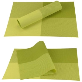 Placemats,Vinyl Table Mats Set of 6,Heat Resistant Place Mats for Dining Table Washable Anti-Skid,Green