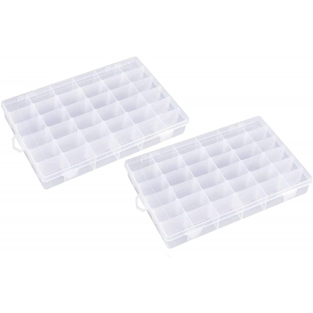 36 Grids Cells Multipurpose Adjustable Jewelry Storage Boxes Organizer with Removable Dividers Plastic Storage Case for Jewelry