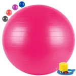 Anti-Burst Yoga Exercise Gym Ball with Foot Pump, 55 cm, Pink (AR2232-PNK)