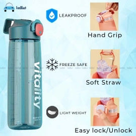 Tritan Sports Water Bottle - BPA Free Drinking Bottle, Leakproof Gym Bottle, Unbreakable Water Bottle, Ideal for Office, Sports, School, Gym, Yoga, Travelling (760 ML) (Random Color)