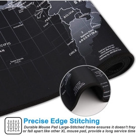 World Map Rubber Gaming Mouse Pad & Keyboard Desk Mat for PC Computer Laptop| 90X40 CM - Black