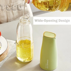 Oil Dispenser Bottle, Oil & Vinegar Dispenser Glass Bottle with Gravity Automatic Opening & Closing Bottle, Drip Free Spout Oil Dispenser Bottle for Kitchen 500 ml