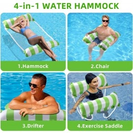 4 in 1 Inflatable Pool Float Swimming Pool Lounger Multi-Purpose Pool Hammock (Saddle Lounge Chair, Hammock, Drifter) Pool Raft Lake Floats for Water Fun Inflatable Float Bed (Pack of 1)