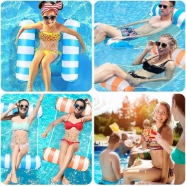 4 in 1 Inflatable Pool Float Swimming Pool Lounger Multi-Purpose Pool Hammock (Saddle Lounge Chair, Hammock, Drifter) Pool Raft Lake Floats for Water Fun Inflatable Float Bed (Pack of 1)