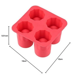 Glass 4-Cup Silicone Mold for Making Ice Glasses Iced Shots for Party Drinking CokeMold (1 Pcs)