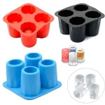 Glass 4-Cup Silicone Mold for Making Ice Glasses Iced Shots for Party Drinking CokeMold (1 Pcs)