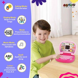 2011A Battery Operated Educational Learning Laptop Toy with LED Display and Music Effect | Babies/Girls/Boys/Toddlers | Pink Color, Power Source: 3xAA Battery (Not Included)