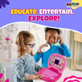 2011A Battery Operated Educational Learning Laptop Toy with LED Display and Music Effect | Babies/Girls/Boys/Toddlers | Pink Color, Power Source: 3xAA Battery (Not Included)