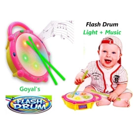 Flash Drum with 3D Lights and Drum Sound with Music for 1 Year & Above Boy Girl