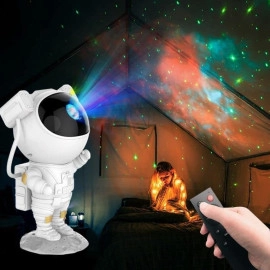 Astronaut Galaxy Star Projector Night Light/Lamp With Remote Control | Rechargeable 360° Rotation Magnetic Usb Adjustable Timer Night Light For Kids - Abs, Fluorescent, White