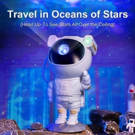 Astronaut Galaxy Star Projector Night Light/Lamp With Remote Control | Rechargeable 360° Rotation Magnetic Usb Adjustable Timer Night Light For Kids - Abs, Fluorescent, White