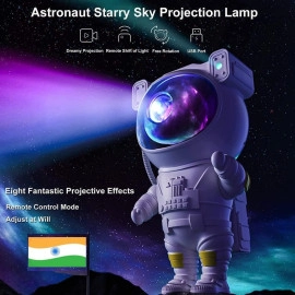 Astronaut Galaxy Star Projector Night Light/Lamp With Remote Control | Rechargeable 360° Rotation Magnetic Usb Adjustable Timer Night Light For Kids - Abs, Fluorescent, White