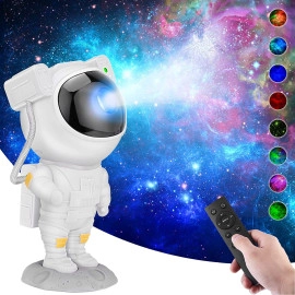 Astronaut Galaxy Star Projector Night Light/Lamp With Remote Control | Rechargeable 360° Rotation Magnetic Usb Adjustable Timer Night Light For Kids - Abs, Fluorescent, White