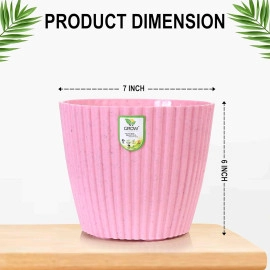 6-Pack of 7-Inch Pink Plastic Mega Flower Pots – Versatile Planters for Home, Terrace, and Garden Use – Ideal for Indoor & Outdoor Plants