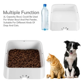 Plastic Dog Water Bowl Non Spill, 70Oz/2L Large Pet Water Bowl With Filter, Slow Water Feeder Vehicle Carried Splash Free For Dogs Cats Pets, Floating Disk