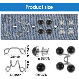 5pcs Detachable Button for Jeans 5 Styles No Sew Metal Buttons for Denims Waist Extender Button Removable Reusable Instant Button Without Sewing for Trousers Pants Bags Skirt (Style A)