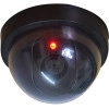 Dummy Fake Wired Security CCTV Dome Camera with Flashing Red LED Light, Black