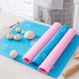 Silicon Fondant Baking Mat Chapati Atta Kneading Mat Non-Stick Fondant Rolling Mat Stretchable for Kitchen Roti Chapati Cake – Blue Color(Baking Mat 50 * 40 cm)