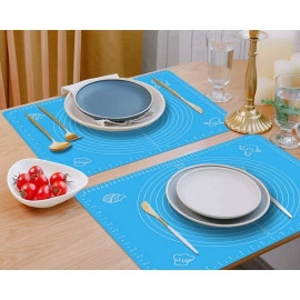 Silicon Fondant Baking Mat Chapati Atta Kneading Mat Non-Stick Fondant Rolling Mat Stretchable for Kitchen Roti Chapati Cake – Blue Color(Baking Mat 50 * 40 cm)