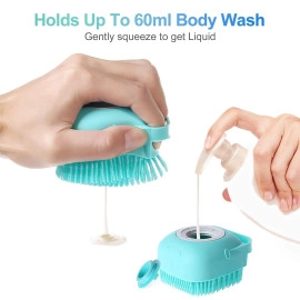 Blue Body Scrubber with Soap Dispenser Bath Brush, Body brush for Bathing, Soft Body Exfoliator, Bath Silicon Body Loofah for Babies, Kids, Women, Men and silicone loofah for bathing