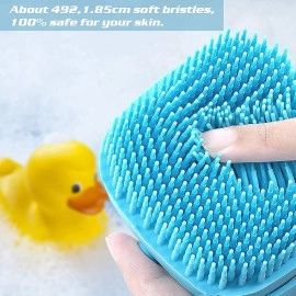 Blue Body Scrubber with Soap Dispenser Bath Brush, Body brush for Bathing, Soft Body Exfoliator, Bath Silicon Body Loofah for Babies, Kids, Women, Men and silicone loofah for bathing