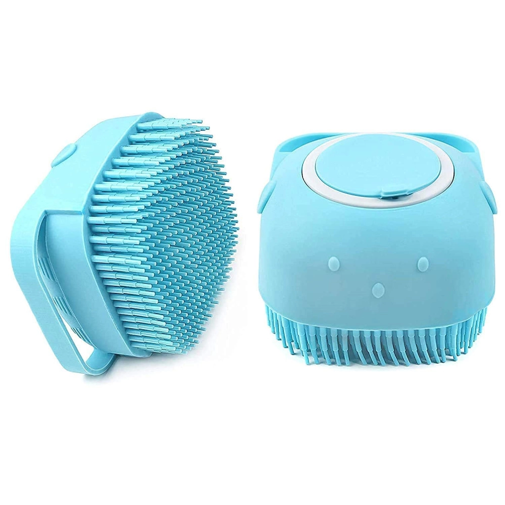 Blue Body Scrubber with Soap Dispenser Bath Brush, Body brush for Bathing, Soft Body Exfoliator, Bath Silicon Body Loofah for Babies, Kids, Women, Men and silicone loofah for bathing