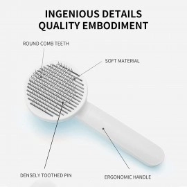 Dog Comb Brush Pet Grooming Brush Self Cleaning Slicker Brush for Dogs and Cats Pet Grooming Tool Dog Hair Cleaner Brush Comb Shedding Trimming Self Grooming Brush 1 PCS Multicolor