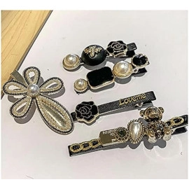 Korean Hair Pin Fashion Style Pearl Rhinestone Metal Hair Clips 6pcs Hair Pin Stylish Hair Accessories Jewellery For Women's And Girls 