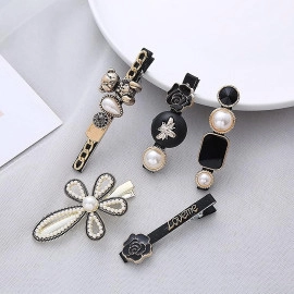 Korean Hair Pin Fashion Style Pearl Rhinestone Metal Hair Clips 6pcs Hair Pin Stylish Hair Accessories Jewellery For Women's And Girls 