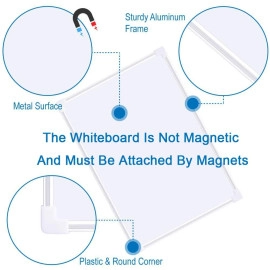 Double Sided Magnetic Whiteboard Dry Erase Boards Writing and Drawing Board Aluminium Frame (Size 30x40cm)